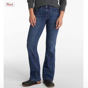 L.L. Bean BeanFlex Jeans, Mid-Rise Bootcut, stonewash, Size 8 Petite